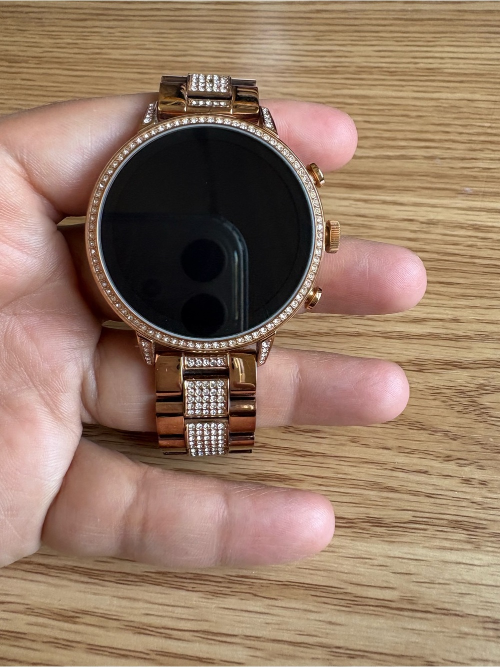 Rose Gold Smartwatch with Crystal Accents